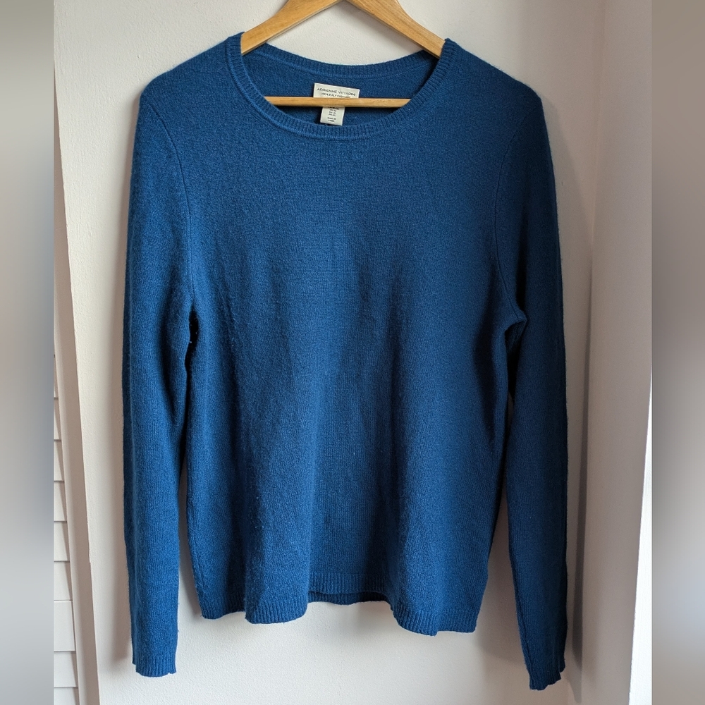 Adrienne Vittadini Blue 100% 2-Ply Cashmhere Crewneck Sweater Size XL